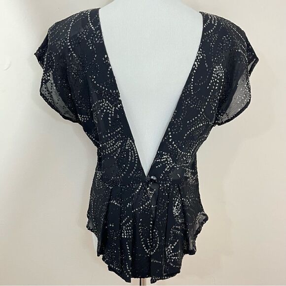 CFTC Studio Vintage 80’s Black Silk Beaded Evening Top M - Picture 3 of 10